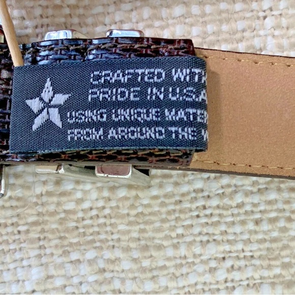 Brighton Belt Size ML / 32 Leather Brown Silver& Gold Tone Buckle & Tip - Picture 8 of 10